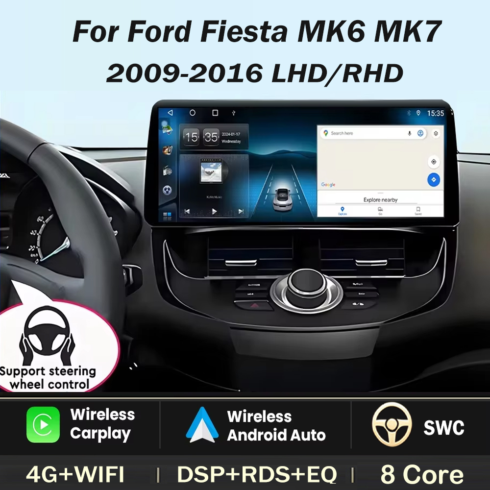 Ddr5 8Gb - 12,3-inch-voor-Ford-Fiesta-MK6-MK7-2009-2010-2011---2016-LHD-RHD-Multimedia-videospeler-autoradio-Android-GPS-draadloos-Carplay