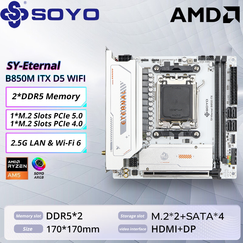 Ddr5 Kit - SOYO B850M ARGB Moederbord WIFI6 MINI-ITX