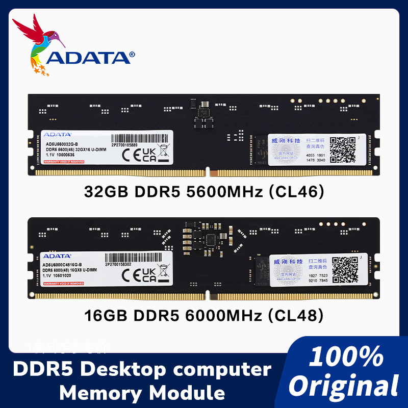 Ddr5 16Gb 6000Mhz - ADATA DDR5 U-DIMM-geheugenmodule On-die ECC 5600MHz