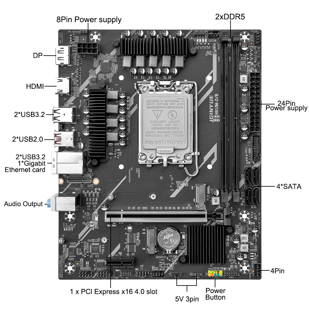 JGINYUE H810 Moederbord Intel  - Ddr5 64Gb recensie en prijs